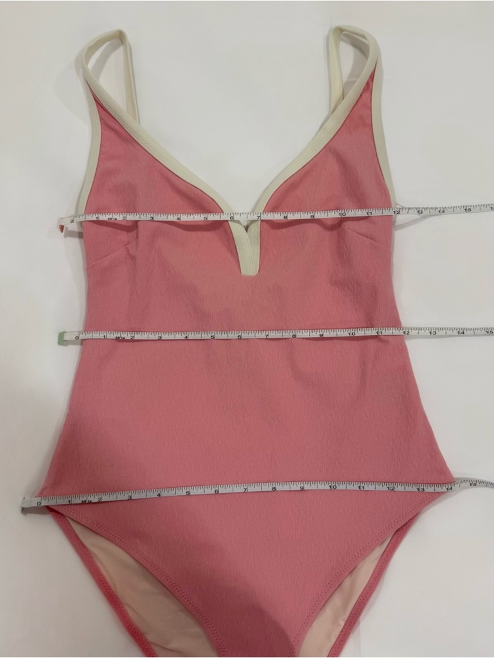 Lisa Marie Fernandez Pink One-Shoulder V-Neck One-Piece with White Trim | Size S - Picture 7 of 8